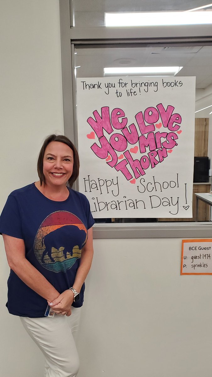Buffalo Creek Elem (@buffalo_creek1) on Twitter photo It's #NationalSchoolLibrarianDay, and we want to take the time to thank Mrs. Thorn for everything she does to make our library magical! Thank you for bringing books to life, <a href="/bcebisonread/">@BCELibrary2.0</a>! <a href="/SBISDLibraries/">SBISD Library Services</a> <a href="/SBISD/">Spring Branch ISD</a> It's #NationalSchoolLibrarianDay, and we want to take the time to thank Mrs. Thorn for everything she does to make our library magical! Thank you for bringing books to life, <a href="/bcebisonread/">@BCELibrary2.0</a>! <a href="/SBISDLibraries/">SBISD Library Services</a> <a href="/SBISD/">Spring Branch ISD</a>