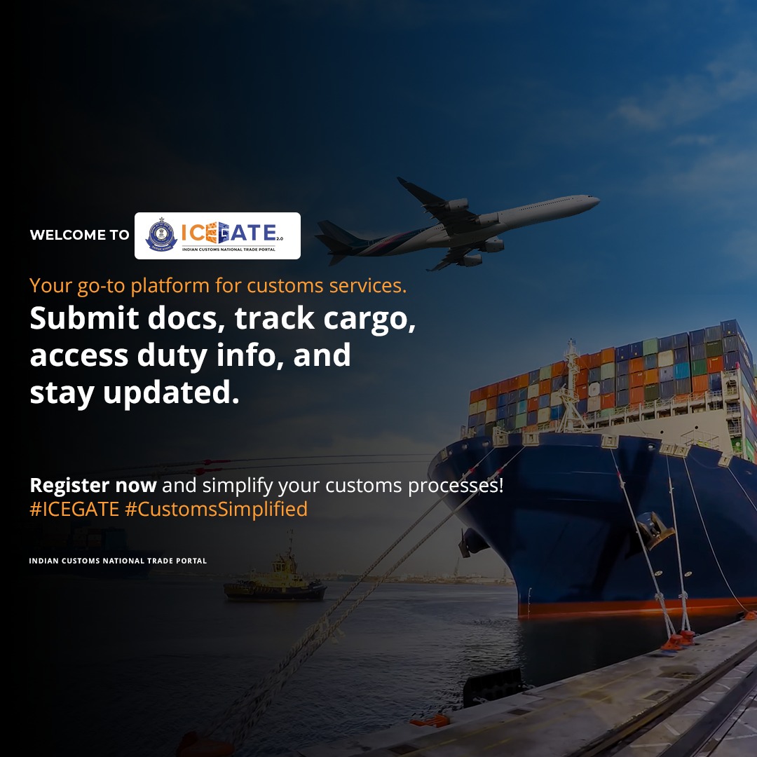 Welcome to ICEGATE! Whether you're a seasoned pro or new to global trade, we're here to make customs clearance a breeze. Stay tuned for updates! #CustomsMadeEasy #TradeSimplified