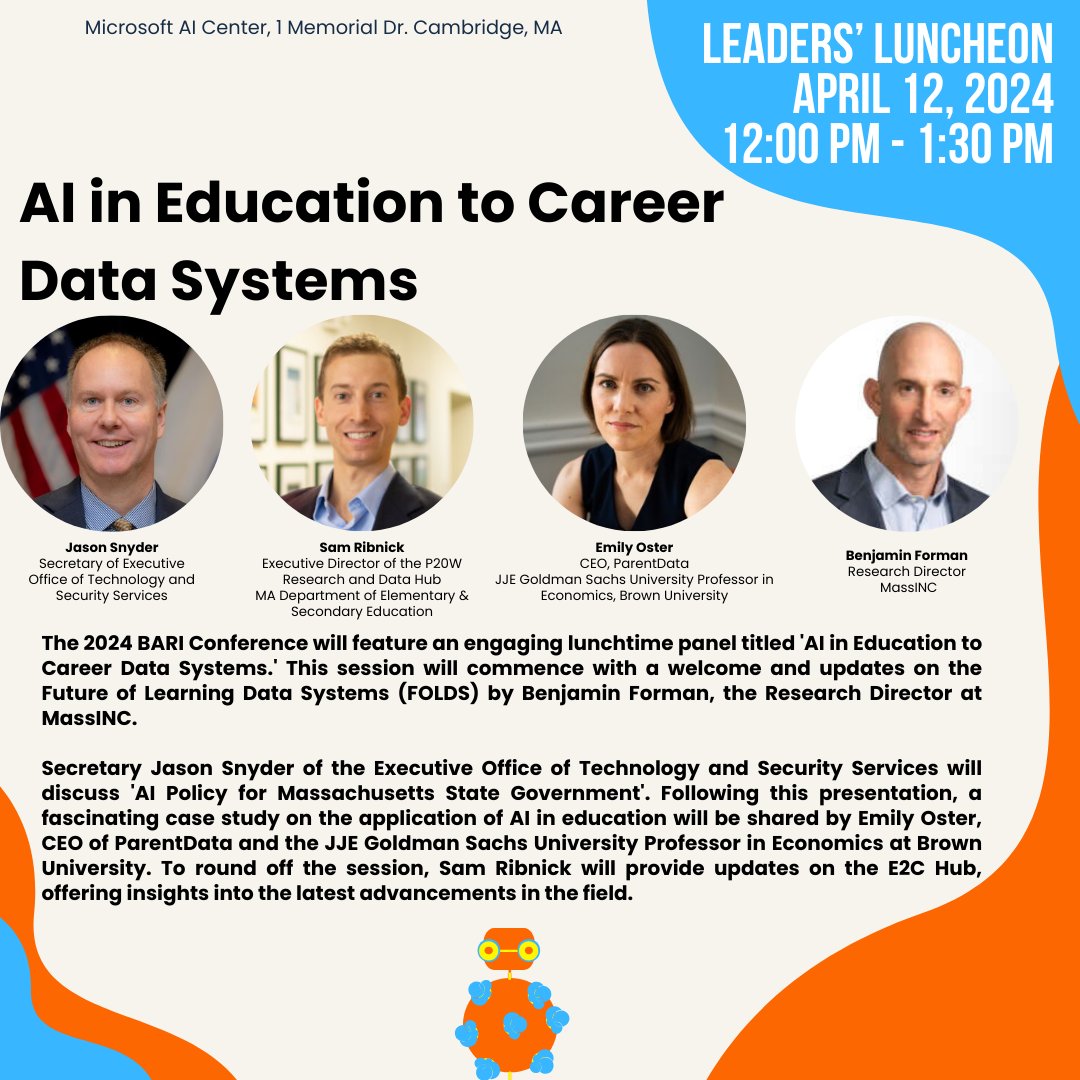 Announcing 'AI In Education to Career Data Systems' Lunch session at the 2024 BARI Conference #BARICON24