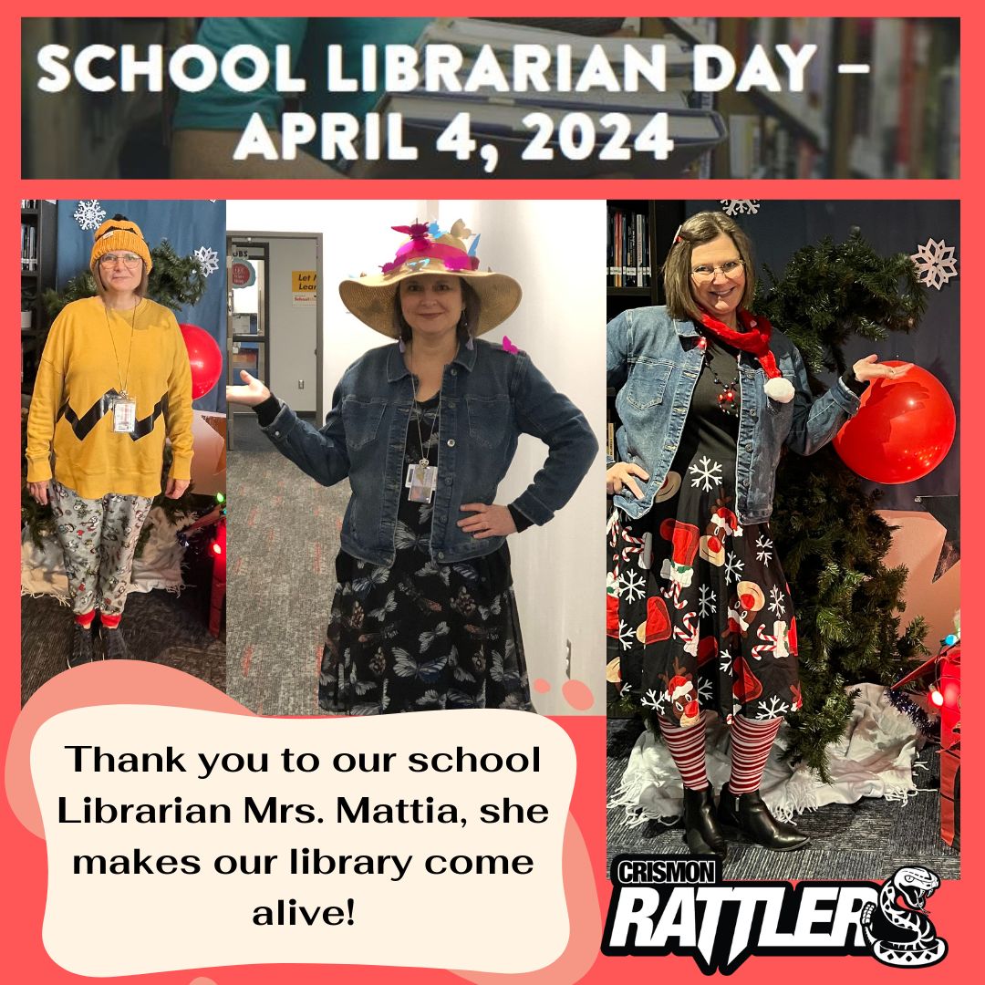 📚 Happy Librarian Day to the best in the biz! Our library wouldn't be the same without Mrs. Mattia's passion and dedication. ❤️ #HappyLibrarianDay #CrismonLibraryLove #Crismonhs #Qcleads #Qcusd #Unitedwelearn