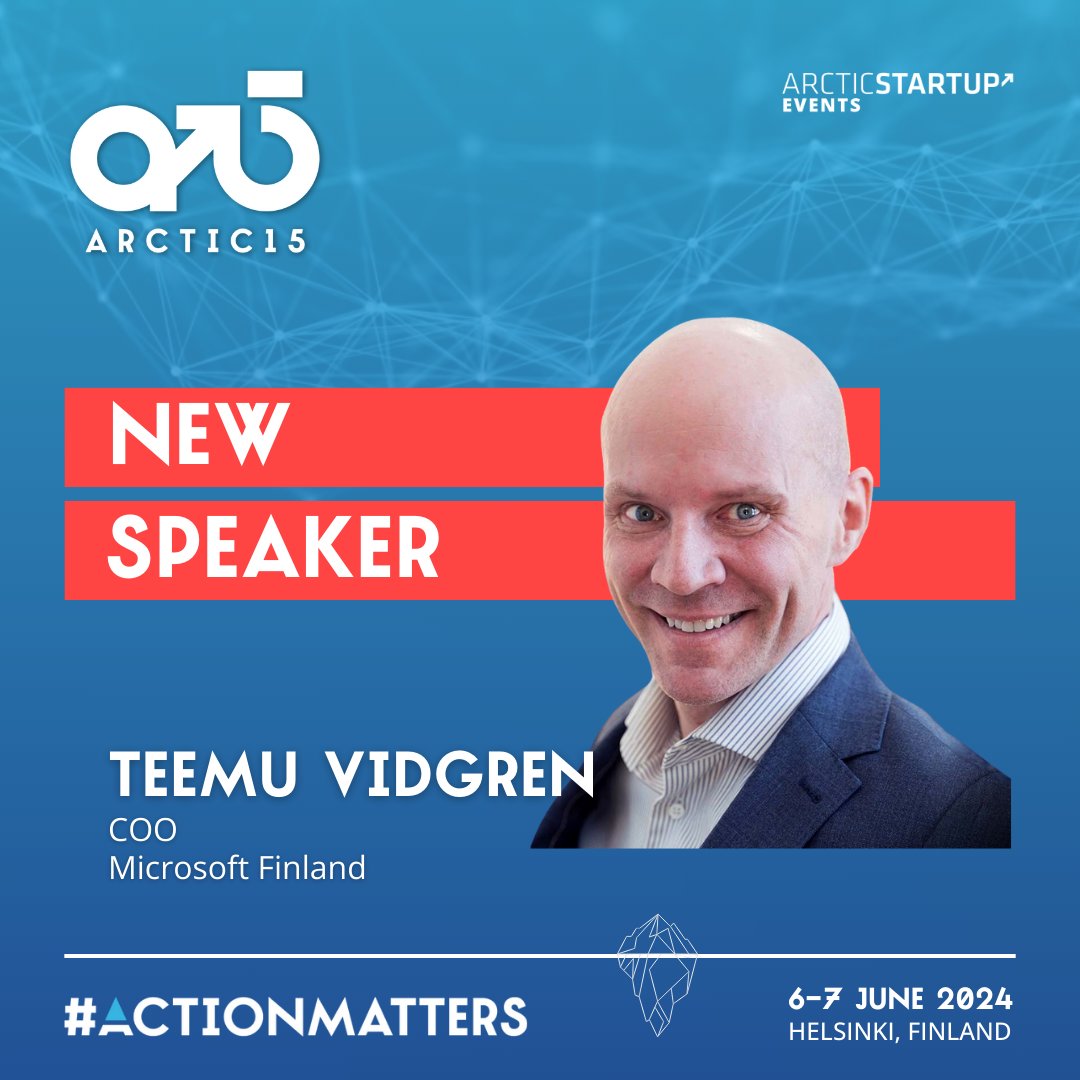 Arctic15 (@arctic15) on Twitter photo Welcoming our Ai+Data speakers for this years Arctic15! 🤖 <a href="/rikuvs/">Riku Seppälä 🇺🇦</a> from <a href="/icebreakervc/">Icebreaker.vc</a>, <a href="/MagnusHambleton/">magnus</a> from <a href="/byFounders/">byFounders</a>, & <a href="/TeemuVidgren/">Teemu Vidgren</a> from <a href="/MicrosoftSuomi/">Microsoft Suomi</a> 🎉
Get your tickets for the latest in Ai+Data! 💻: arctic15.com/arctic15-helsi… Welcoming our Ai+Data speakers for this years Arctic15! 🤖 <a href="/rikuvs/">Riku Seppälä 🇺🇦</a> from <a href="/icebreakervc/">Icebreaker.vc</a>, <a href="/MagnusHambleton/">magnus</a> from <a href="/byFounders/">byFounders</a>, & <a href="/TeemuVidgren/">Teemu Vidgren</a> from <a href="/MicrosoftSuomi/">Microsoft Suomi</a> 🎉
Get your tickets for the latest in Ai+Data! 💻: arctic15.com/arctic15-helsi…
