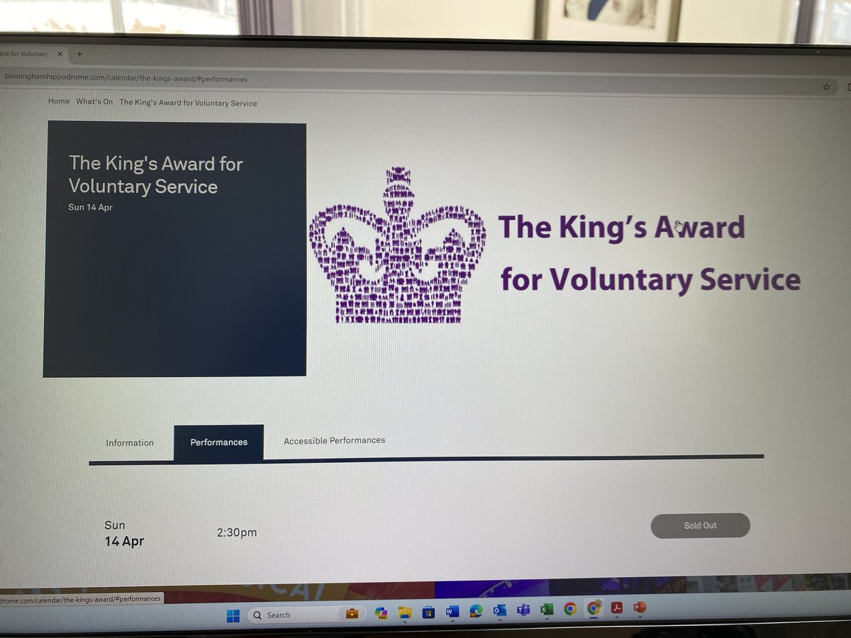 h wow. Just checking out the bookings for our @KingsAwardVS celebration. It’s sold out! How fantastic! We look forward to seeing everyone at @brumhippodrome on the 14th.