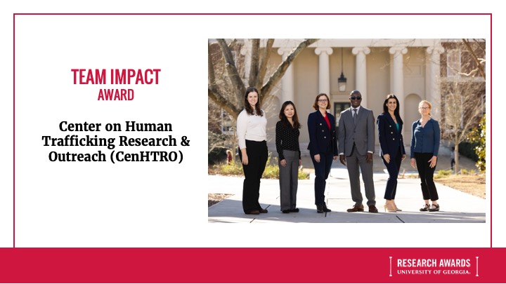 CenHTRO is honored to have received the 2024 @UGAResearch Team Impact Award, which 'recognizes critical contributions made by crosscutting teams in addressing today’s complex challenges.' Read more 🔗 t.uga.edu/9P7 #EndHumanTrafficking