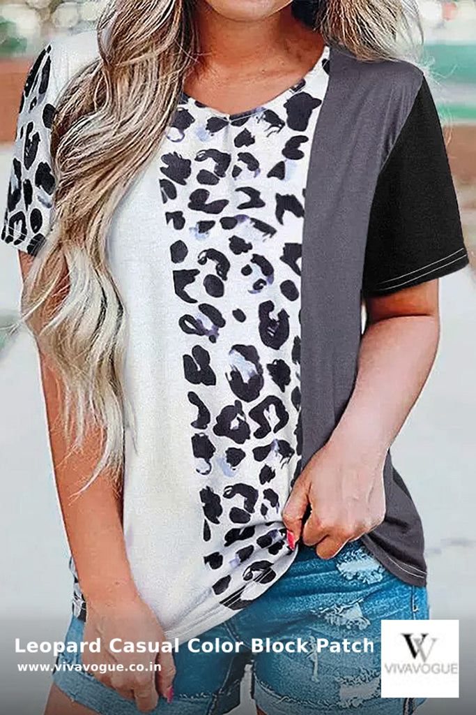Unleash your wild side with our Leopard Casual Color Block Patchwork T-Shirt! 🌞 Perfect for any occasion, from casual outings to parties. Embrace comfort with style. Only $13.62. Shop now: shortlink.store/__ubtxj0w16c #StyleCasual