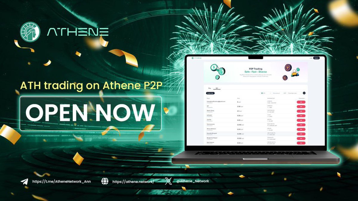 🔶ATHENE NETWORK 🛜 

🔥P2P TRADING OPEN NOW

📌More details, join here👇👇👇
t.me/CryptoAirDrops…