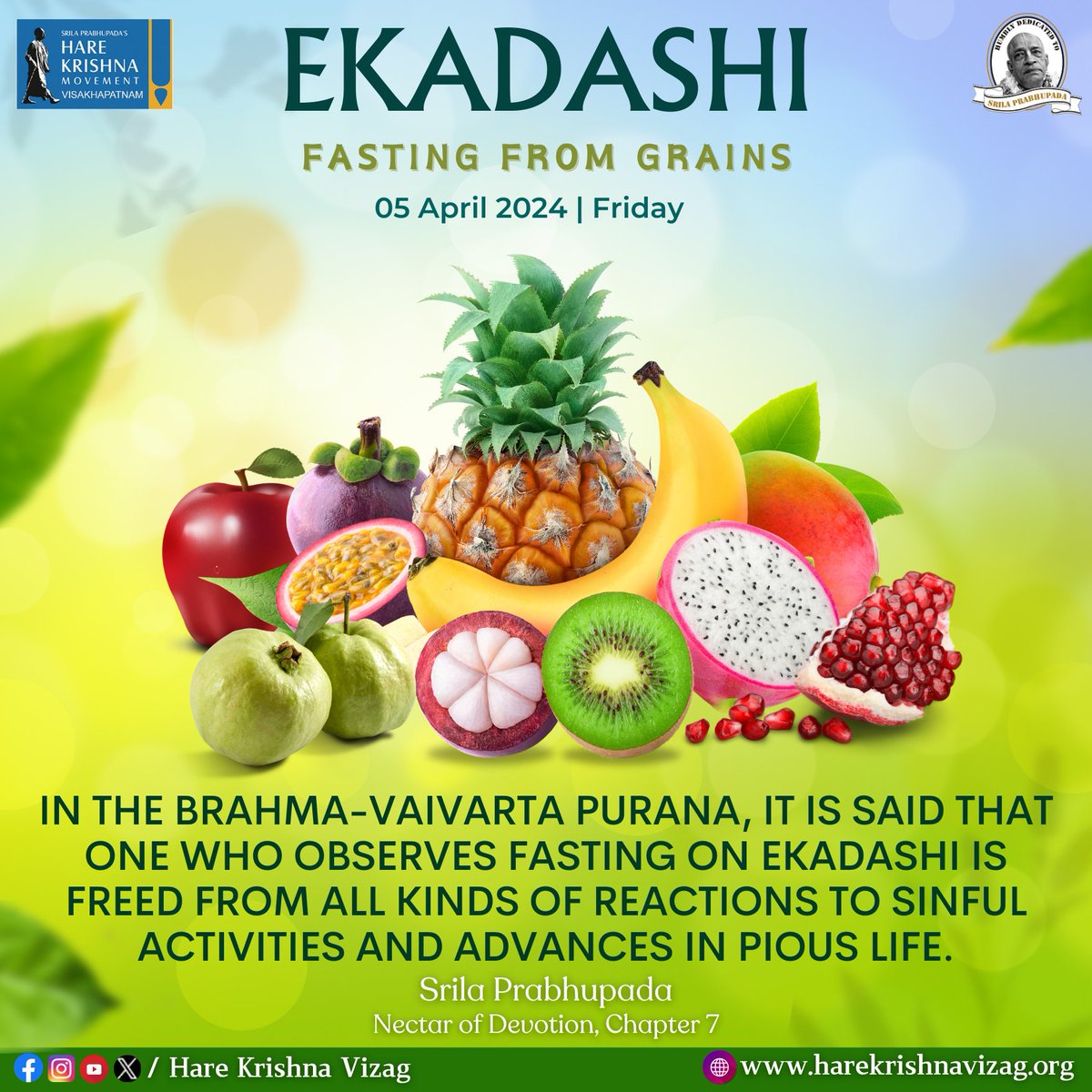 Tomorrow (Friday, 5 Apr 2024) is Papamocani Ekadashi ✨ Fasting from grains. #ekadashi #krishna #hkm #srilaprabhuapda #iskcon #fasting #lifestyle #intermittentfast #vizag