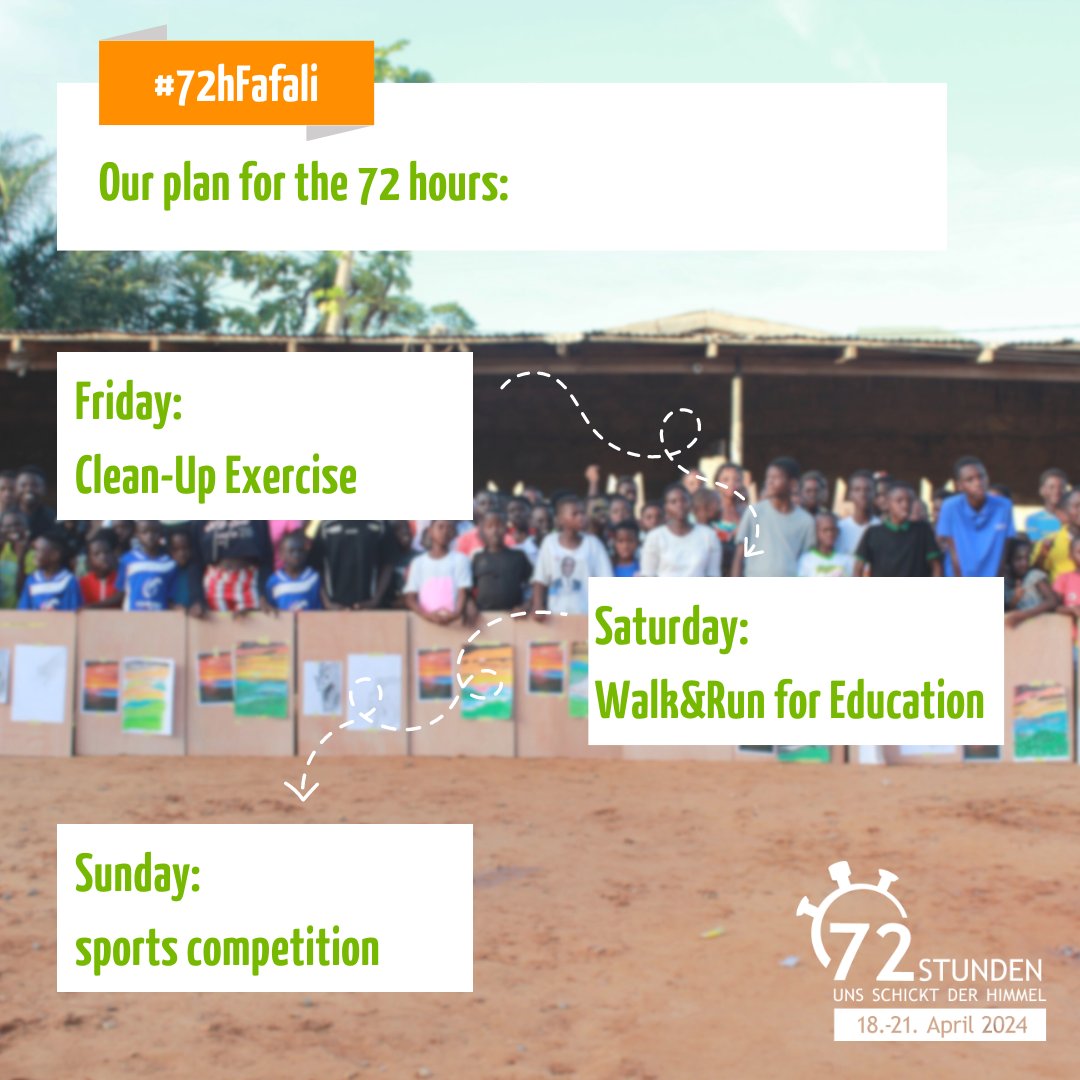 Fafaliorg's tweet photo. We're thrilled to be participating in the 72-Hour Campaign! This initiative is led by the German National Association for Catholic Youth (BDKJ) and its members, & we're grateful to be part of it.
#72hFafali #72h #72StundenAktion #72Stunden #72hInternational #bdkj Serwaa Sheldon https://t.co/Er0Si4x9tP
