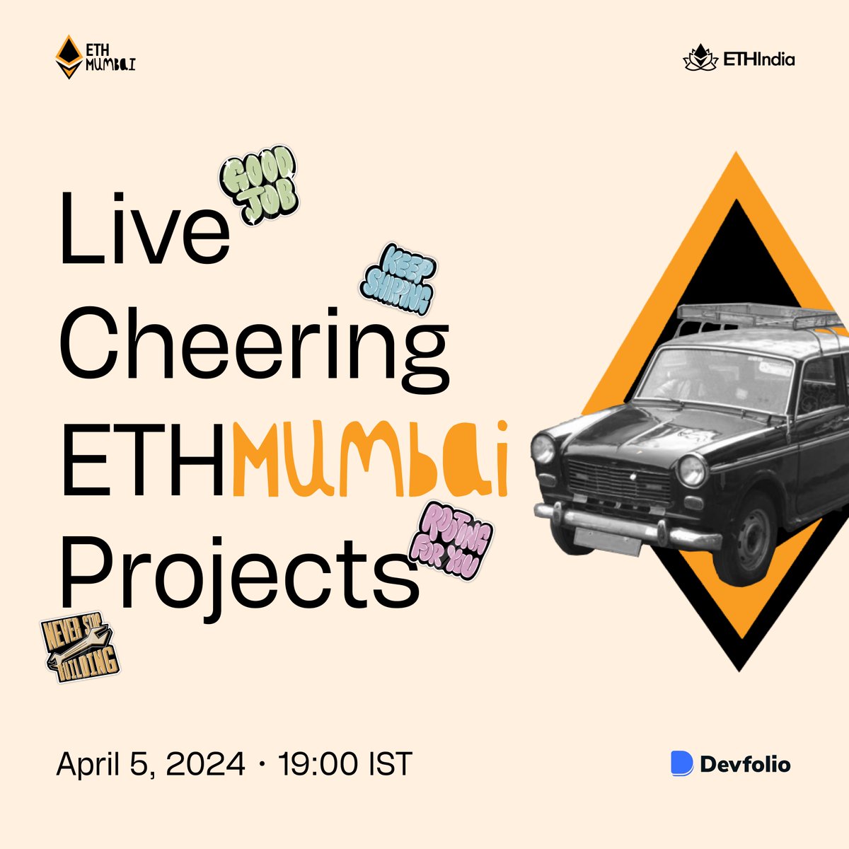 Press rewind on @ETHMumbai & earn some ETH 👀 Tune in for a space with organisers @Thisischandresh @Aasthaashahh, and more builders like @KautukKundan @Gyanlakshmi @BajpaiHarsh244, who'll Cheer for your ETHMumbai projects on Devfolio! 🔔 Set a reminder: x.com/i/spaces/1gqxv…