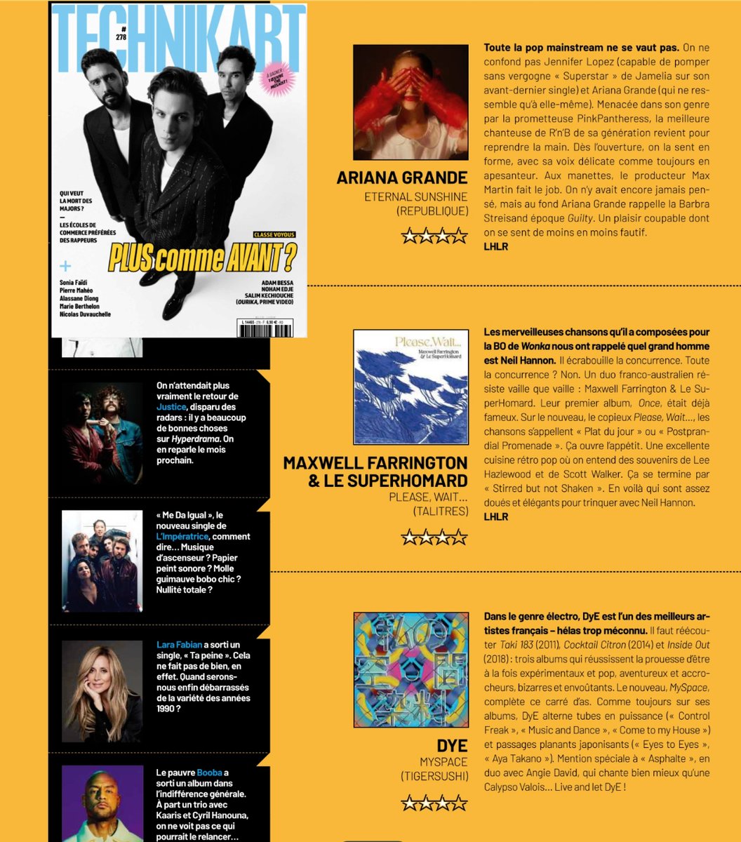 'Please, Wait...' de Maxwell Farrington & @lesuperhomard dans les pages du nouveau @Technikartmag 'Une excellente cuisine rétro pop où on entend des souvenirs de Lee Hazlewood et de Scott Walker' Et vivement le Sláinte avec Neil Hannon !