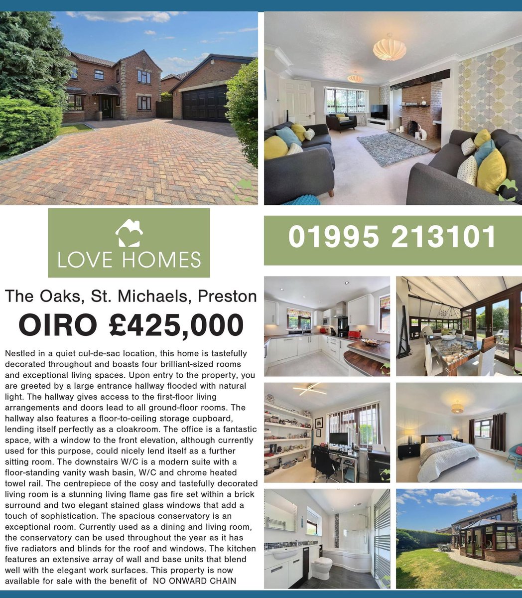 Feature scene: 
The Oaks, St. Michaels, Preston from Love Homes 
Nestled in a quiet cul-de-sac location, this home is tastefully decorated throughout and boasts four brilliant-sized rooms and exceptional living spaces.

#featurescene #detachedhome #preston #lancashire #northwest