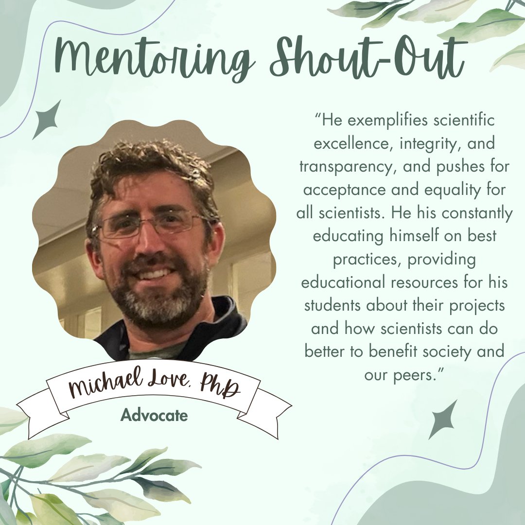 Prof. @mikelove of @UNC_GMB and @uncbiostat is receiving our next mentoring shout-out. Dr. Love was nominated for being an advocate for his trainees.