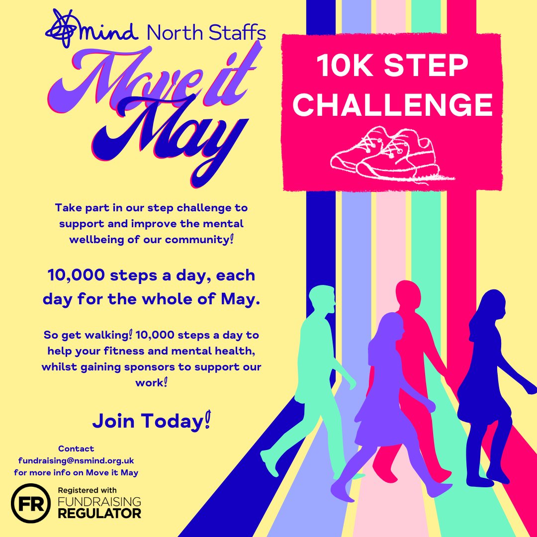 Join our Move it May Step Challenge and let's all work together to improve our physical and mental wellbeing. 10,000 steps a day for the whole month of May! justgiving.com/create-page?ca… #MoveItMay #StepChallenge #MentalWellbeing