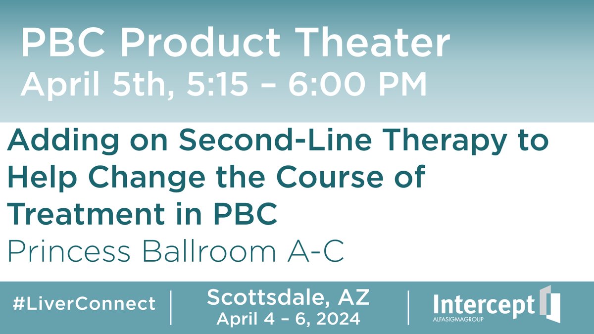 We’re sponsoring a product theater @CLDFoundation's #LiverConnect on April 5 at 5:15 PM where we’ll be sharing information about adding on second-line therapy to help change the course of treatment in #PBC. Hope to see you there! #liverawareness #hepatology