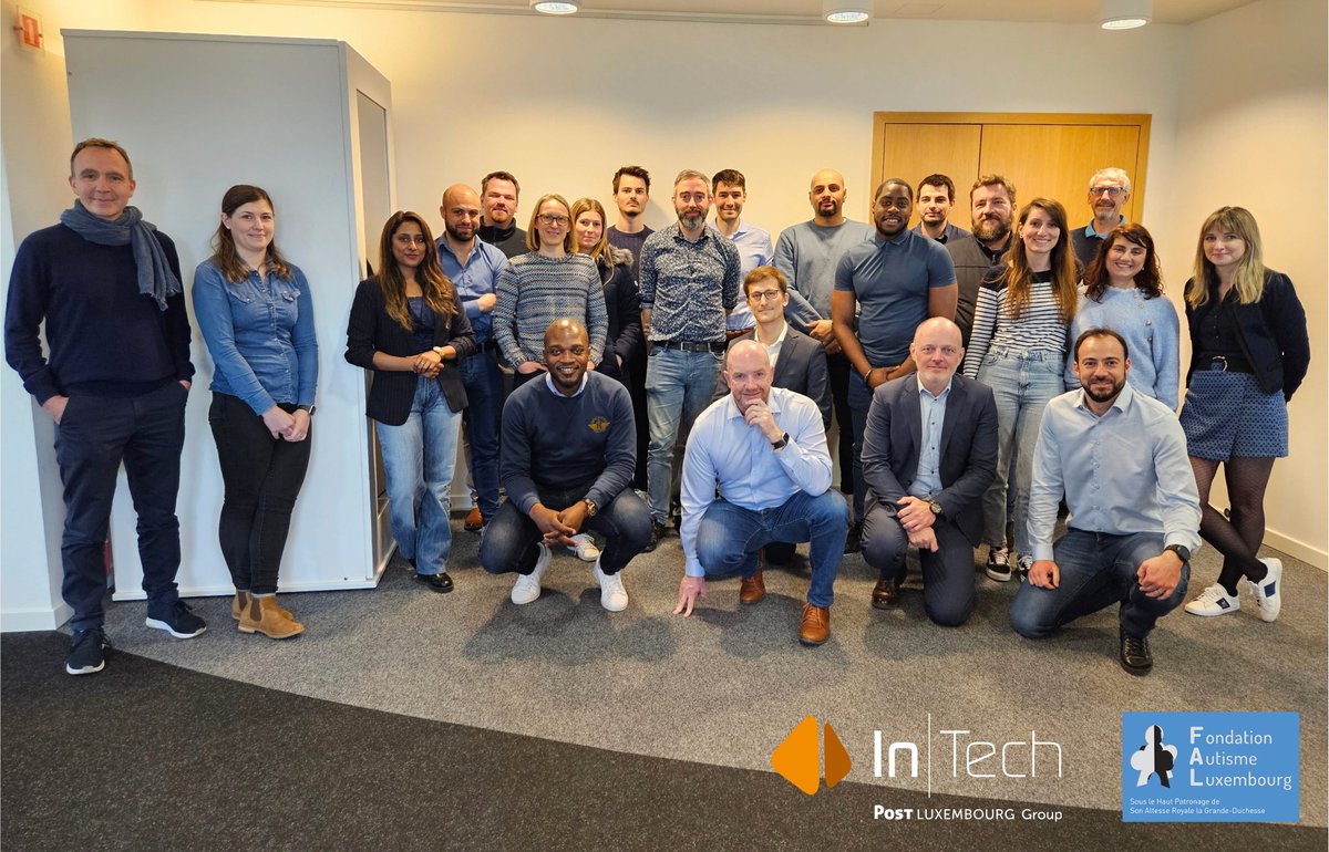intech_lux's tweet photo. Cette semaine, nous soutenons la Journée mondiale de sensibilisation à l'autisme en portant du bleu! 
En partenariat avec la @FAL_officiel , nos collaborateurs se sont vêtus de bleu pour sensibiliser sur l'autisme, touchant plus de 6 600 personnes au #Luxembourg. #LIUB2024 #RSE💙 https://t.co/SADDssNjDc
