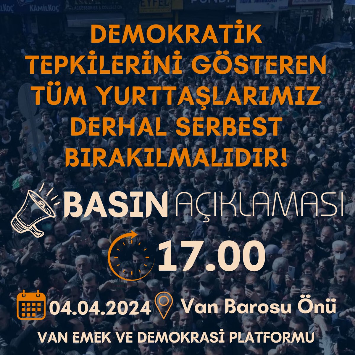 Demokratik tepkilerini gösteren tüm yurttaşlarımızı derhal serbest bırakılmalıdır!!!