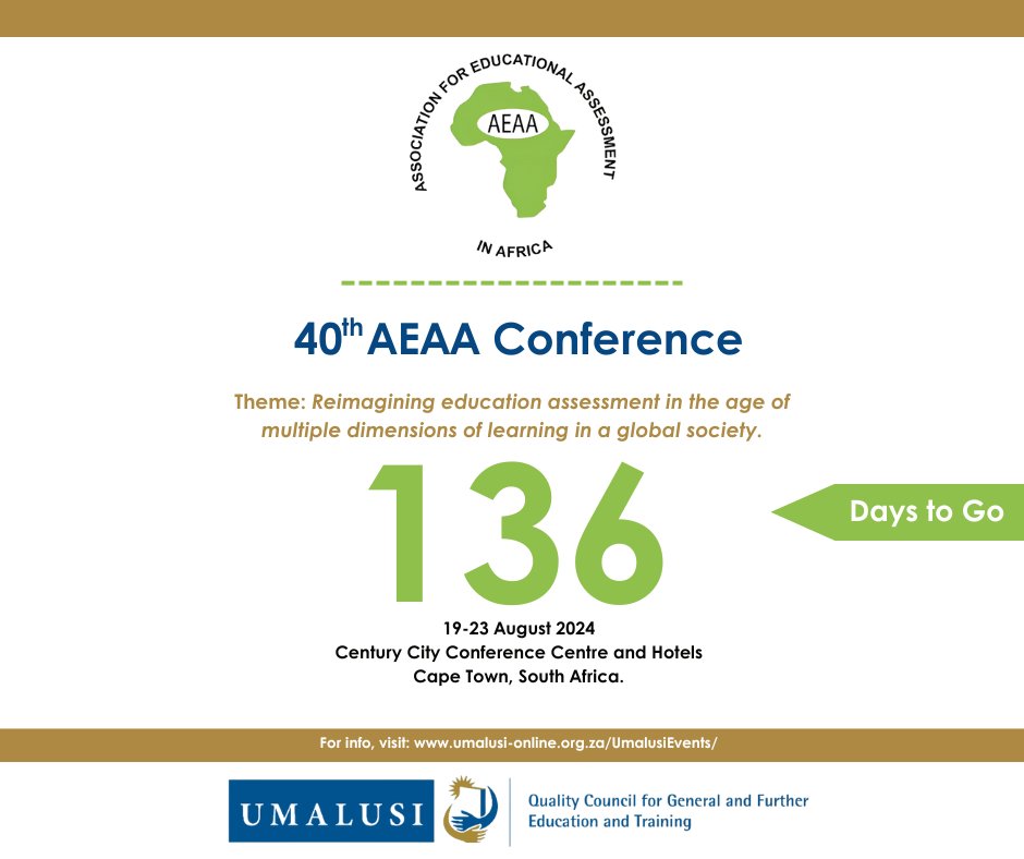 Umalusi is ready to host the 40th AEAA conference, which will take place from 19-23 August 2024 in Cape Town, SA. Visit our website: umalusi-online.org.za/UmalusiEvents/ for more information. #AEAA2024