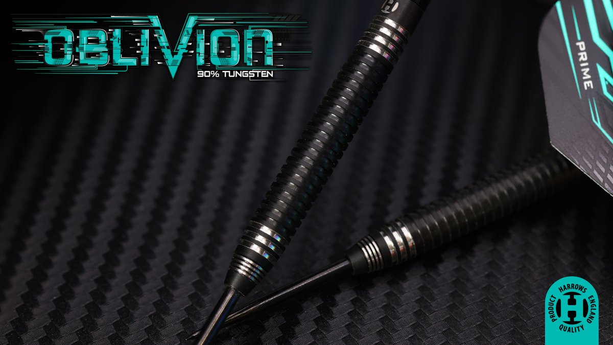 HarrowsDarts's tweet photo. ⚫️ Oblivion 90% ⚫️

◾️ High quality 90% tungsten
◾️ Tapered barrel
◾️ Symmetrical square-cut grooves
◾️ Tough black titanium nitride coating

#MadeInEngland #DefyLimits https://t.co/0Y683gePzy