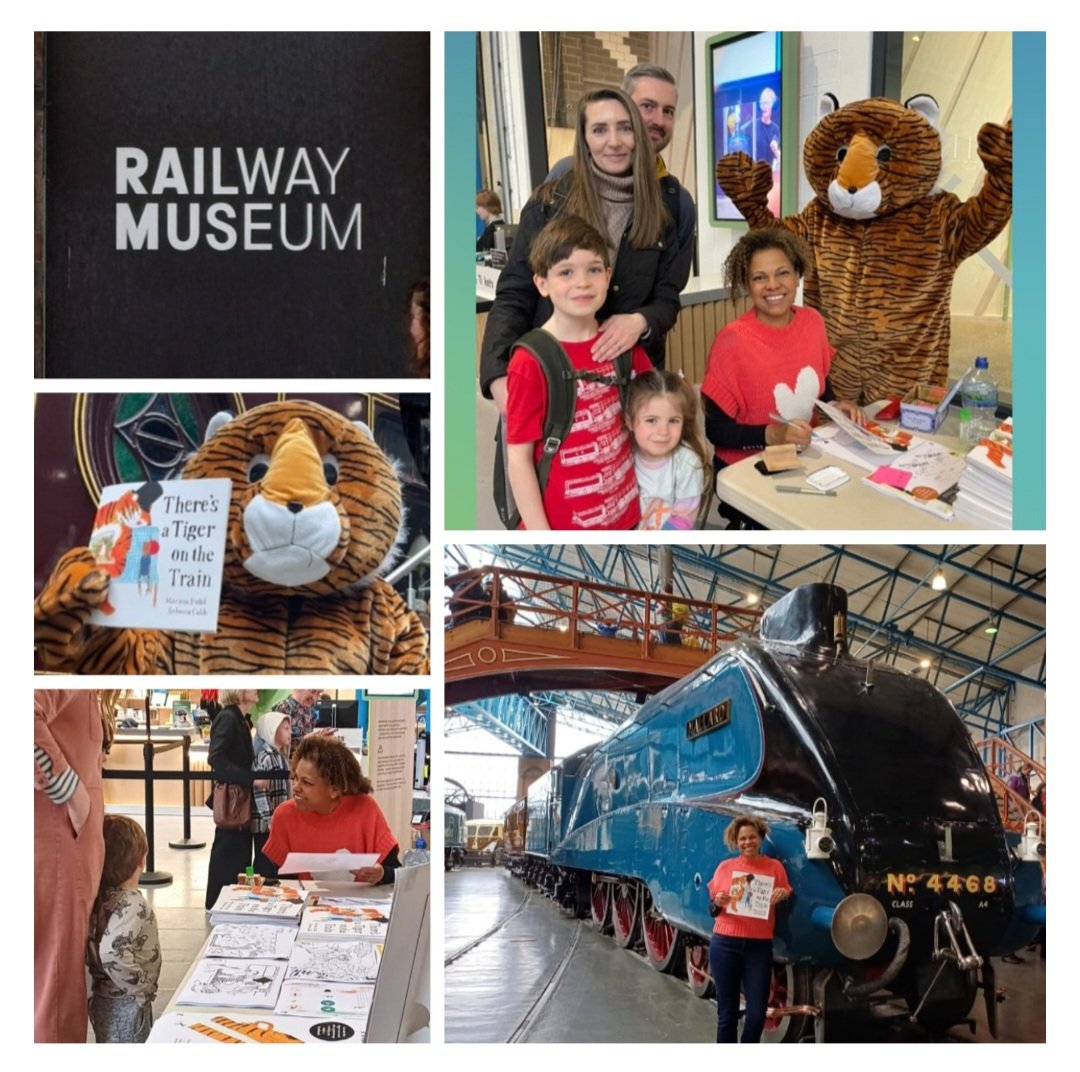 A HUGE thanks to the brilliant team @RailwayMuseum York for a roarsome time, yesterday! Tiger and I had lots of fun signing copies of There's a Tiger on the Train (illus. @rebecca_cobb) and saying hello to all the mini train fans 🐯💖! @FaberChildrens