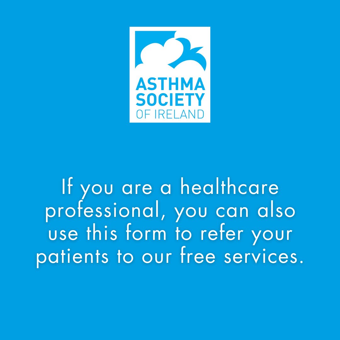 If you or someone you care for are experiencing #asthma symptoms and would like to be contacted by one of our team members to book a free appointment, please fill out our e-referral form here 👉 bit.ly/e-referralform #AsthmaSociety