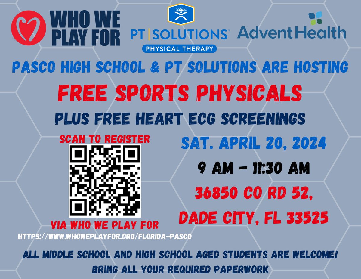FREE SPORTS PHYSICALS ON 4/20/24 IN DADE CITY!