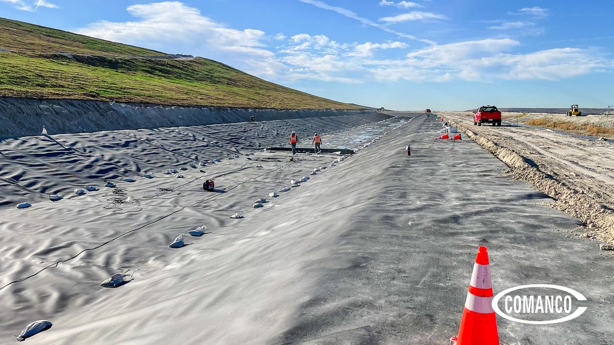 466,000 SF of liner down, 734,000 SF to go! We're installing 1.2 million SF of 60mil HDPE <a href="/AGRUAmerica/">AGRU America</a> Microspike liner across 4 different ditches for a gypsum stack in Florida. These trenches prevent erosion and ground contamination by stabilizing the slopes and directing the