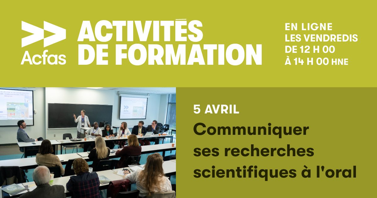 Envie d'apprendre à transformer vos données en discours percutants? 📢 Dernière chance pour vous inscrire à notre atelier sur les présentations orales, demain! acfas.ca/formations/com…