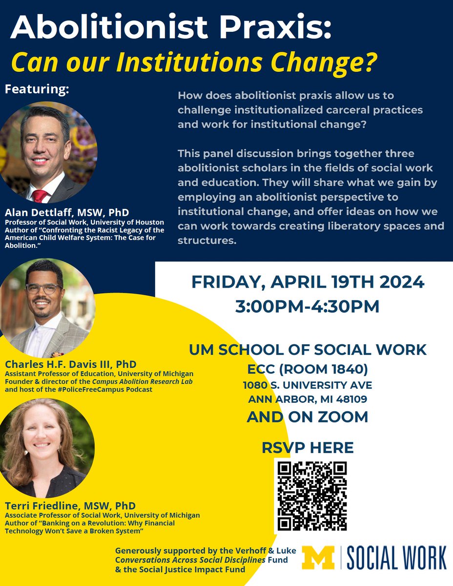 I'm really excited to be a part of this panel! Thank you to the amazing students at @UMSocialWork for organizing this and inviting me!