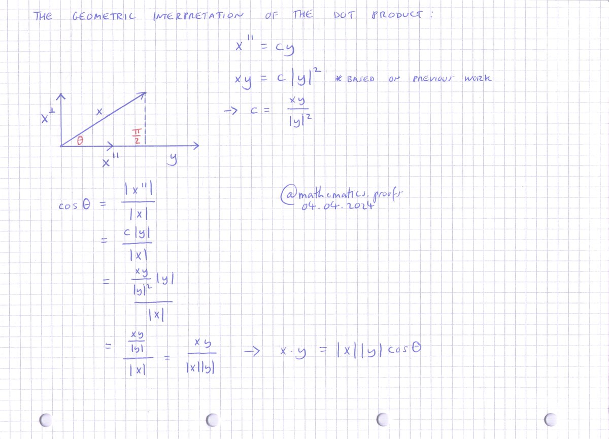 mathsproofs's tweet image. #Vectors: The geometric interpretation of the dot product #visualmath #mathematicsproofs