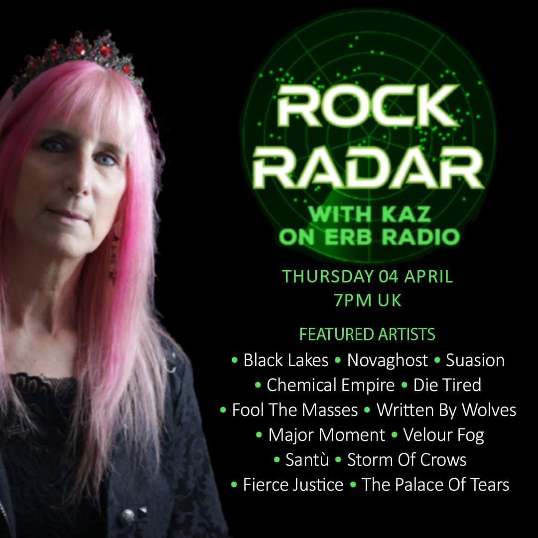 Kaz has scoured the #RockRadar to bring you the best new tunes tonight at 7pm. Featuring @BlackLakesUK | @novaghostuk | @ChemicalEmpire_ | @dietiredband | @FoolTheMasses | @writtenbywolves | @majormomentband | @StormCrowsBand | @TPOTDs Thanks to @fullstridepr...