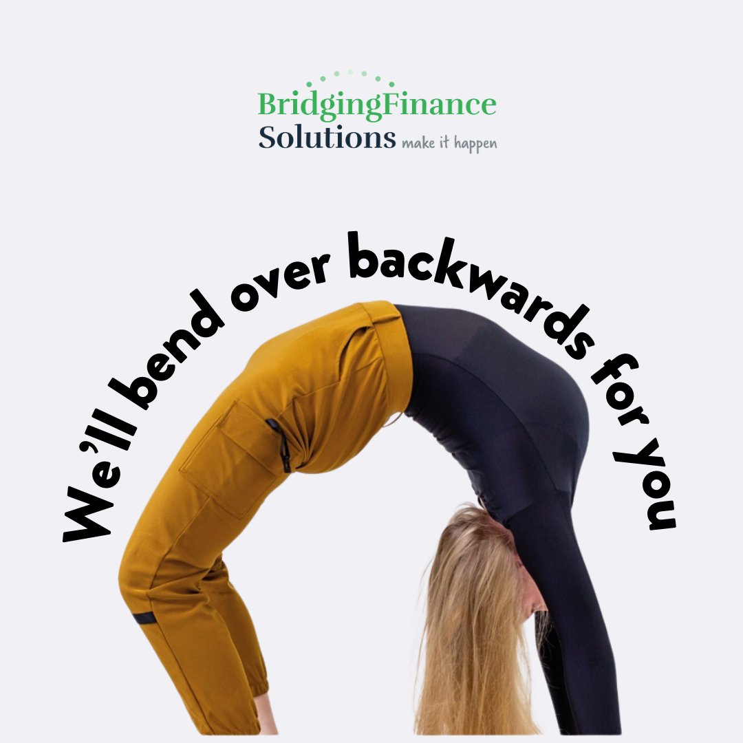 Here at BFS, we’ll bend over backwards for you. Need help with bridging finance? Give us a call on 0151 639 7554

#bfs #finance #bridgingfinance #developmentfinance