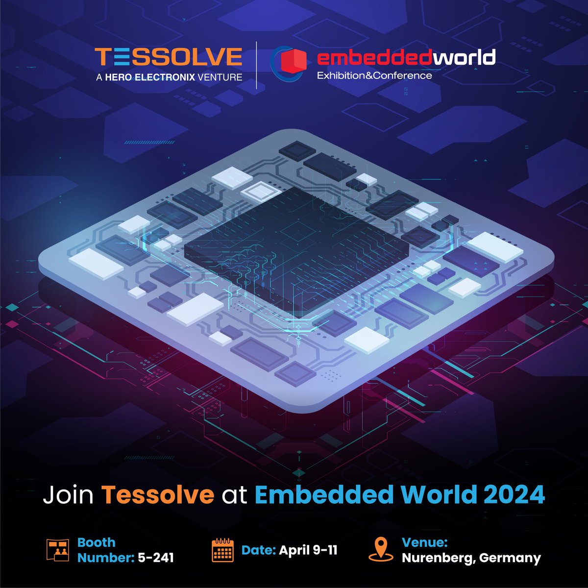 Join #Tessolve at the Embedded World Conference in Nuremberg, Germany, #April9-11. Visit Booth #5-241 to explore the latest hardware, software, automotive, and embedded systems innovations for IoT applications. 

#EW2024 #Embeddedsystems #STAuthorizedPartner

@ST_World