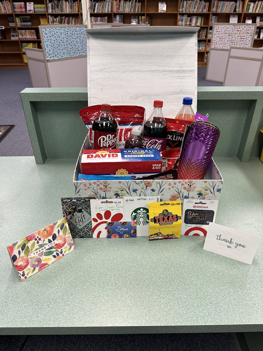 Thank you so much to <a href="/BlackshearElem2/">Blackshear Elementary School</a> staff for all of the wonderful snacks, gift cards, and goodies for School Librarian Day!! 📚       I feel the love! ❤️