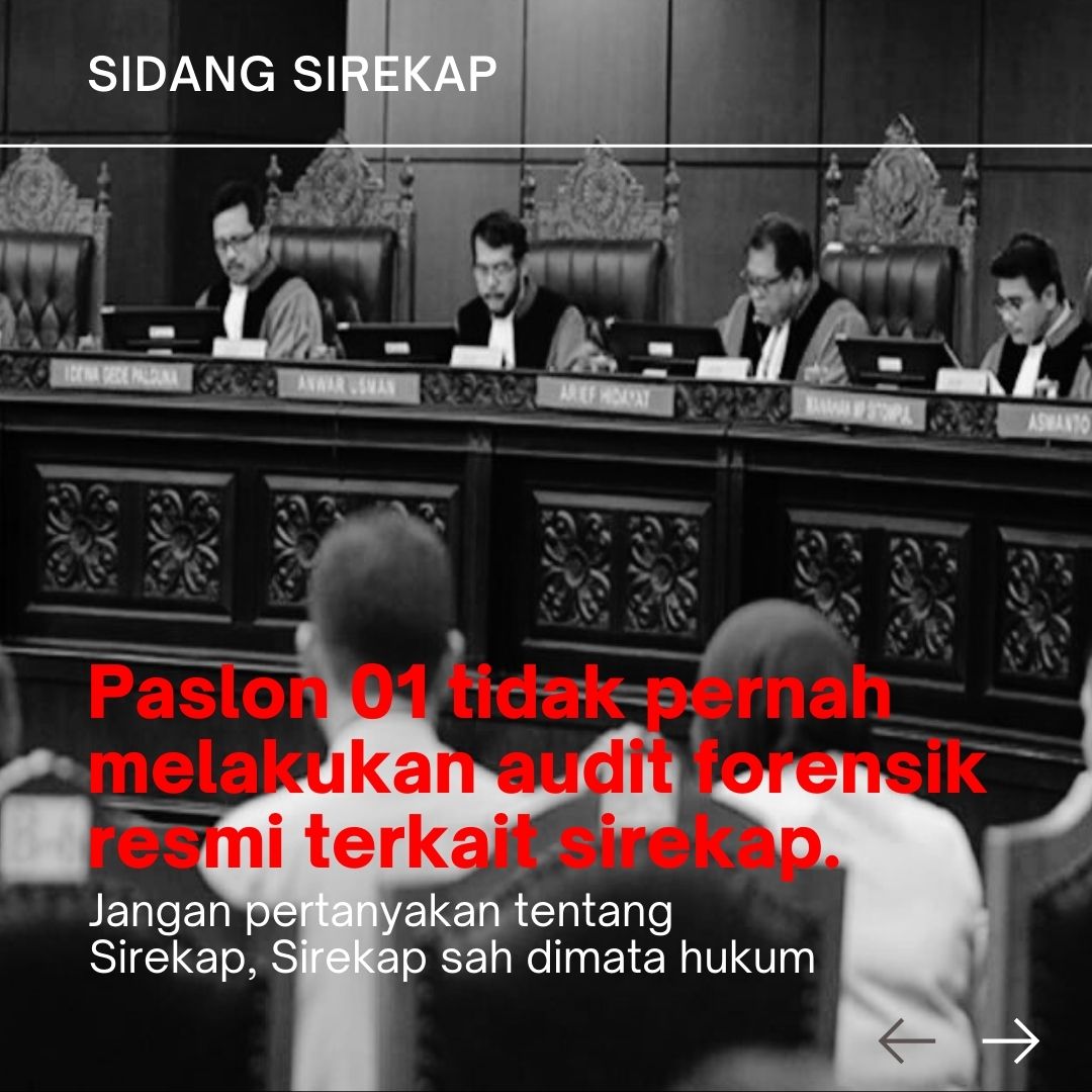 jiro1888's tweet photo. Paslon 01 tidak pernah melakukan audit forensik resmi terkait sirekap. https://t.co/pnYcoFJVc7