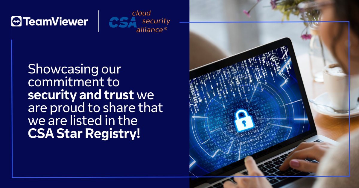 We are excited to share that #TeamViewer is now listed in the CSA Star Registry, showcasing our commitment to #security and #trust! 🌟 🔒 Check out our listing to learn more about the security controls we have in place ⬇️ bit.ly/3POYErz