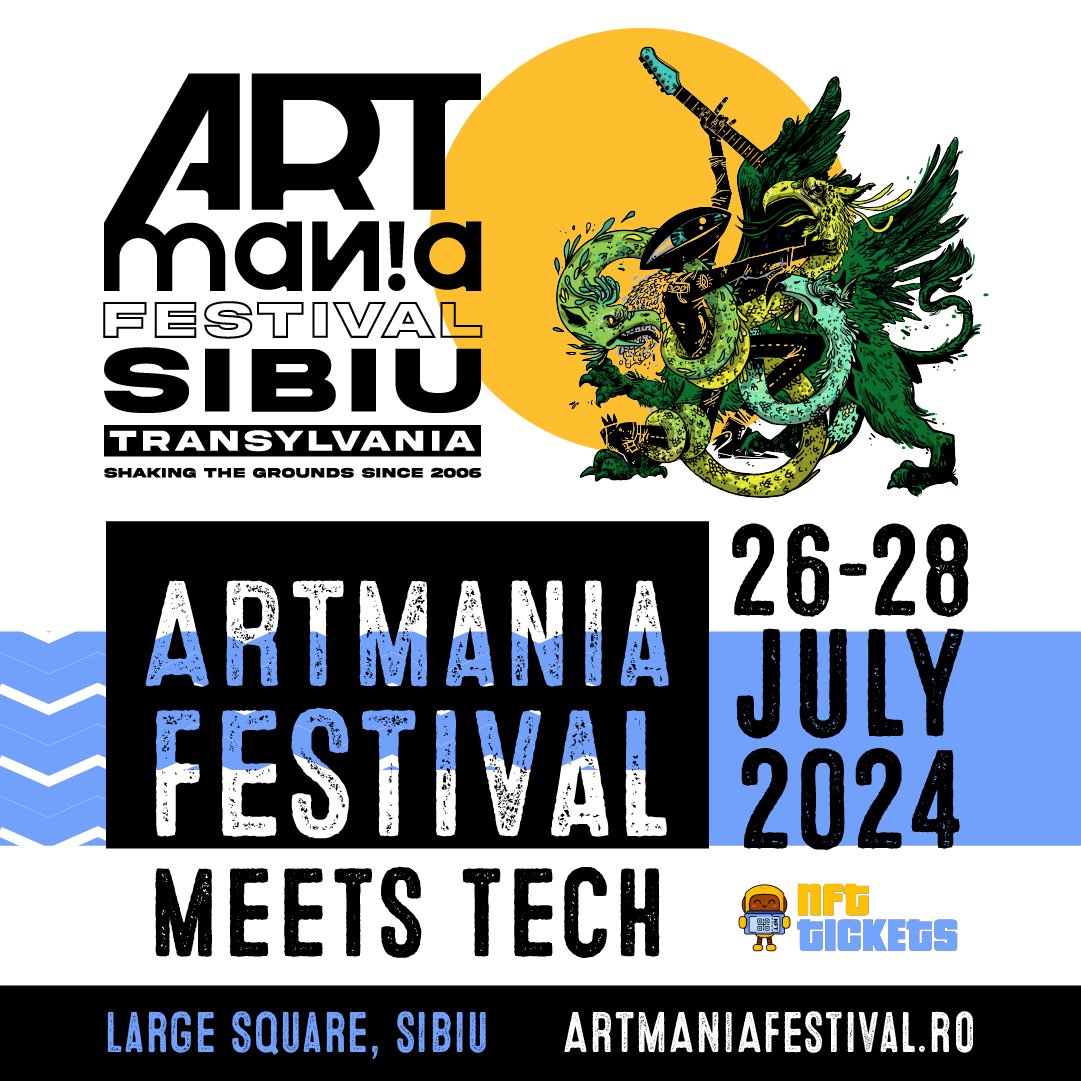 🔊Shout-out to those passionate about music & technology! #ARTmania & @NFTTickets_ro launch a strategic partnership that will allow participants to experience the benefits of NFTs within the festival. 💡Details: tinyurl.com/2ajuws94 🤖NFT Tix: tinyurl.com/ARTmaniaMeetsT… 🎟️