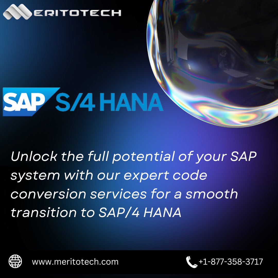 meritotech's tweet image. Unlock the power of your SAP system with our expert code conversion services, ensuring a seamless transition to SAP S/4HANA.
.
.
.
#SAP #SAPS4HANA #CodeConversion #ExpertServices #DigitalTransformation #EnterpriseSolutions #BusinessSoftware #TechnologyUpgrade #Efficiency