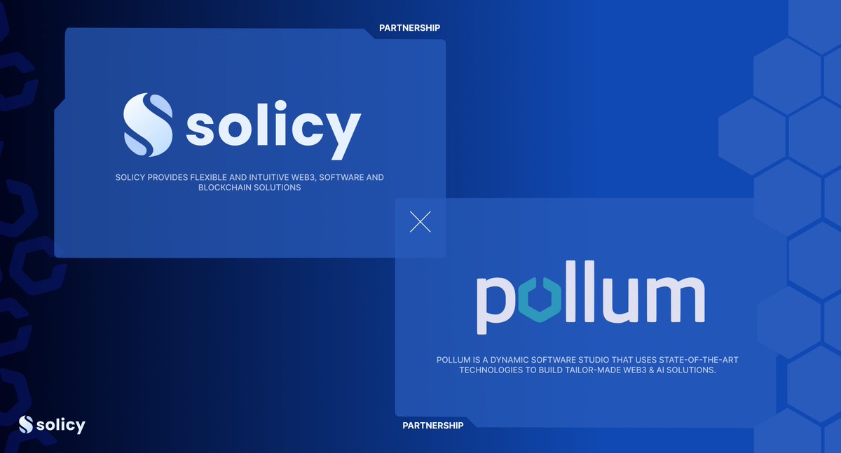 solicydotnet's tweet photo. Excited to announce our partnership with Pollum, a leader in custom Web3 & AI solutions! 🤝🔥 Together with Solicy's intuitive software and blockchain expertise, we're setting new benchmarks in tech and blockchain development.
🚀 #Solicy #Pollum #partnership #innovation #tech https://t.co/1zKKk0EfC4
