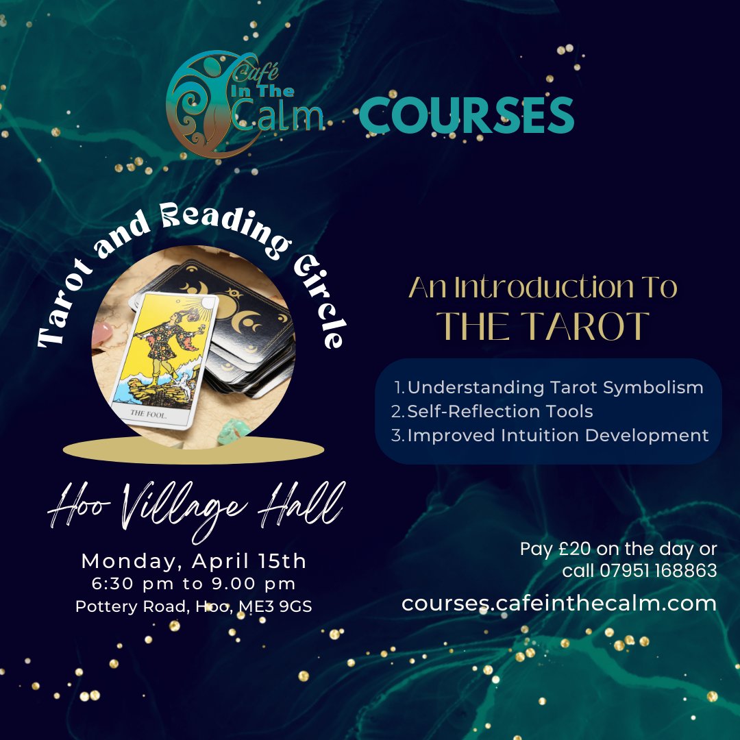 Join us at Hoo Village Fair for April's Tarot and Reading Circle! Unlock Tarot symbolism, gain self-reflection tools, and enhance intuition. Don't miss it!🔮 #TarotCircle #HooVillageFair #cafeinthecalm #weekendfair #coursesinthecalm 🔍🌟