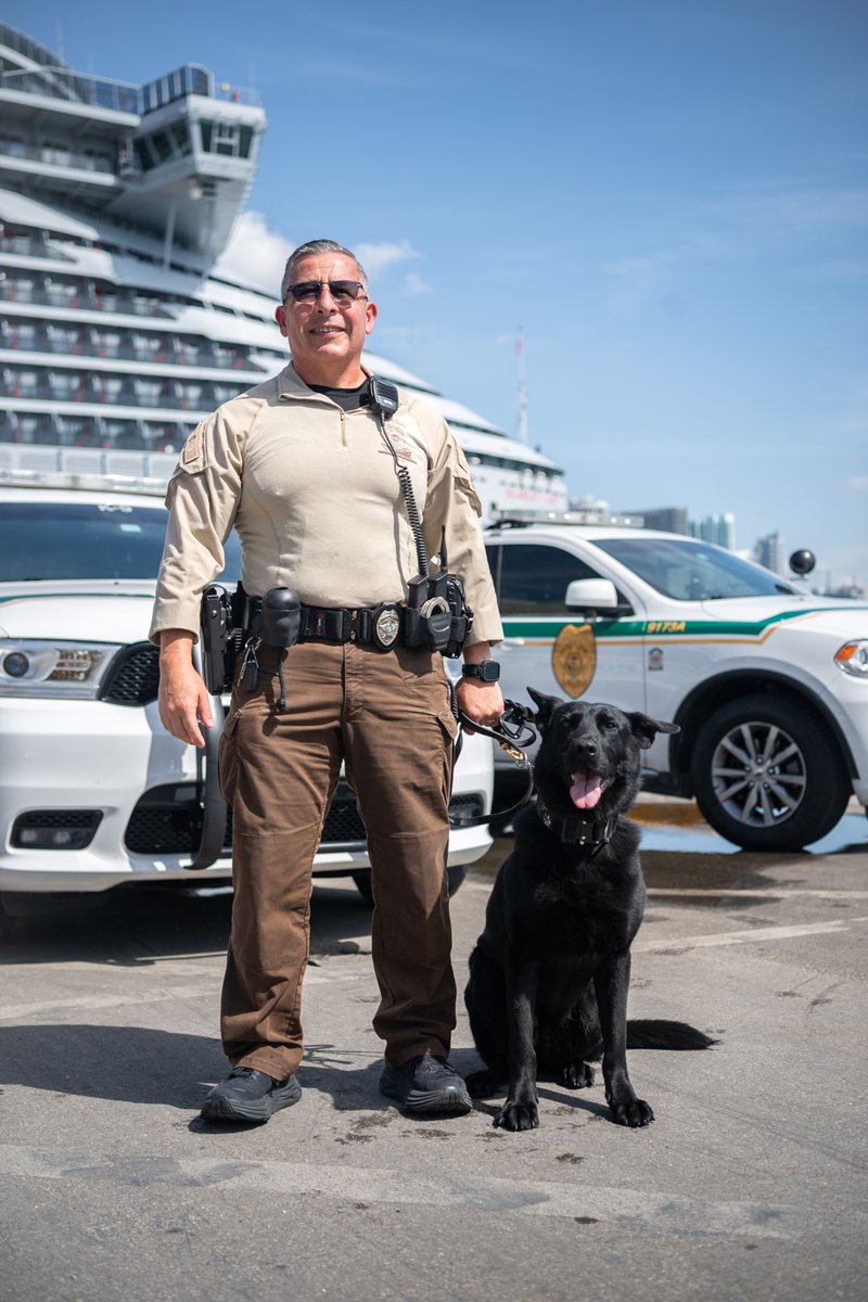 Join us in wishing Yuka a happy 4th birthday! Thank you, Yuka and @MiamiDadePD Officer Patricio Basaure for all that you do in keeping our cruise passengers safe. #PawsUp