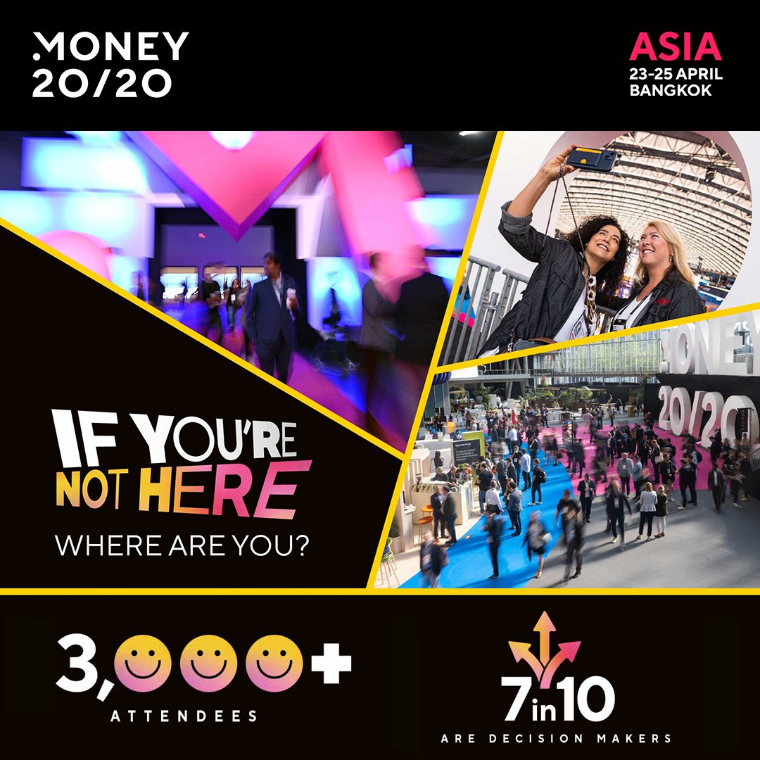 #Money2020Asia is making its way to Bangkok from 23-25 April! Rub shoulders with 3000+ of the greatest minds in the money ecosystem, including top banks, fintechs & startups from Asia and beyond. Get USD300 off when you use our exclusive code FINPOW300 hubs.li/Q02rPgyH0.