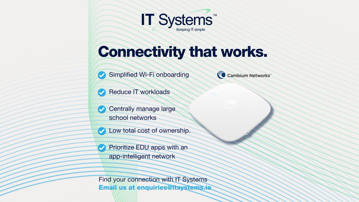 We’re in the business of making connections.

#cambiumnetworks #schoolwifi #itsupport #manageditservices