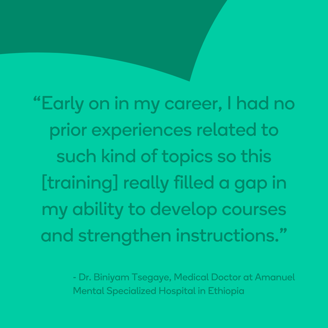 Biniyam Tsegaye is a doctor at the Amanuel Mental Specialized Hospital. He’s one of the continuing professional development course directors in Ethiopia who have participated in HWIP’s instructional design skills training. #InvestinUs #WHWWeek #SafeSupportedHealthWorkers