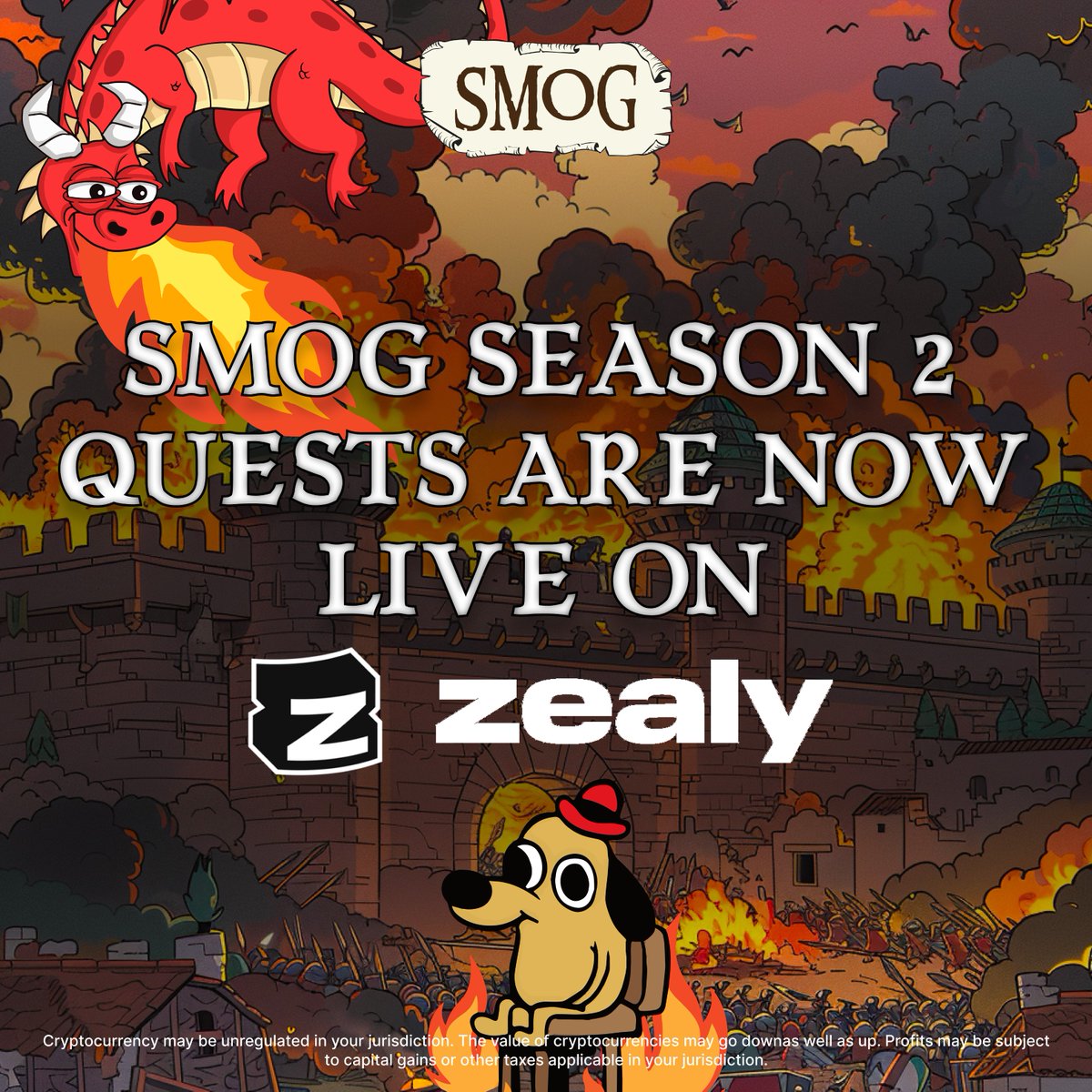 SMOGToken's tweet image. 🎉 #SMOG Season 2 Quests have officially kicked off on @zealy_io! 🔥

Complete tasks and skyrocket your XP levels! 🚀🐉

During this season, #SmogSwap prioritizes $SMOG trading, taking into account all on-chain interactions and engagement on #Zealy! 💸🔄

bit.ly/SmogAirdrop