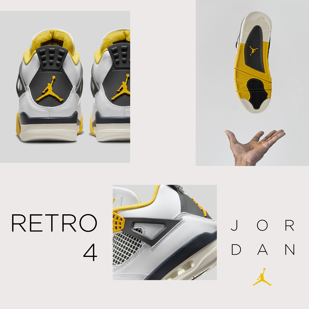 The W's #AirJordan Retro 4 'Vivid Sulfur' drops this Saturday (4/6) at 10am EST. 💛🖤 🚨 STATUS members have a chance to cop this pair via Exclusive access today. Hit your catalog to check for access and sign up today for your best chance to secure releases.