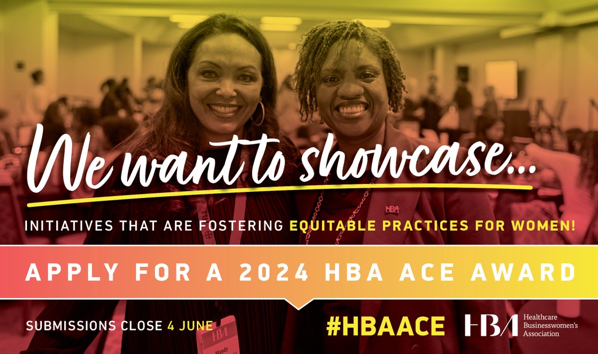 Does your company have an initiative that helps foster equitable practices for women? Submit it for an ACE - or our new ACE Aspire – Award and get the industry-wide visibility it deserves! ow.ly/WtUP50QZ3V7 #HBAimpact #genderequality #healthcare #HBAACE