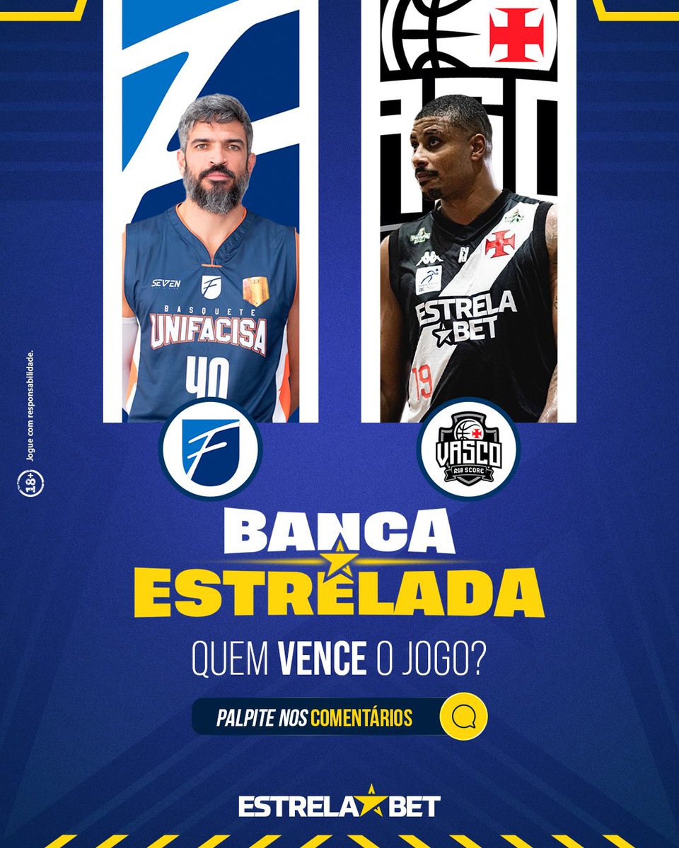 EstrelaBet's tweet photo. Hoje tem jogão do Unifacisa contra o Vasco pela NBB! E já pensou em levar uma #BancaEstrelada? ​

Pra concorrer, escolha o time vencedor da partida e comente aqui! ​

#TemBasqueteTemEstrela 🏀 #TodoDiaÉDiaDeBrilhar #EstrelaBet https://t.co/aOEMSoP5DY
