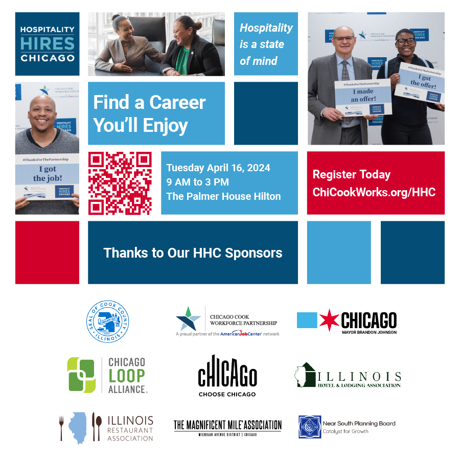 ChiCookWORKS's tweet photo. Hospitality is a state of mind. If you’re interested in pursuing a career in hospitality/need to fill your team with top talent- Hospitality Hires Chicago is for you. Join us on Tuesday, April 16, at The Palmer House Hilton. Register today at https://t.co/ssMfspM9Fq https://t.co/jvszavu4SI