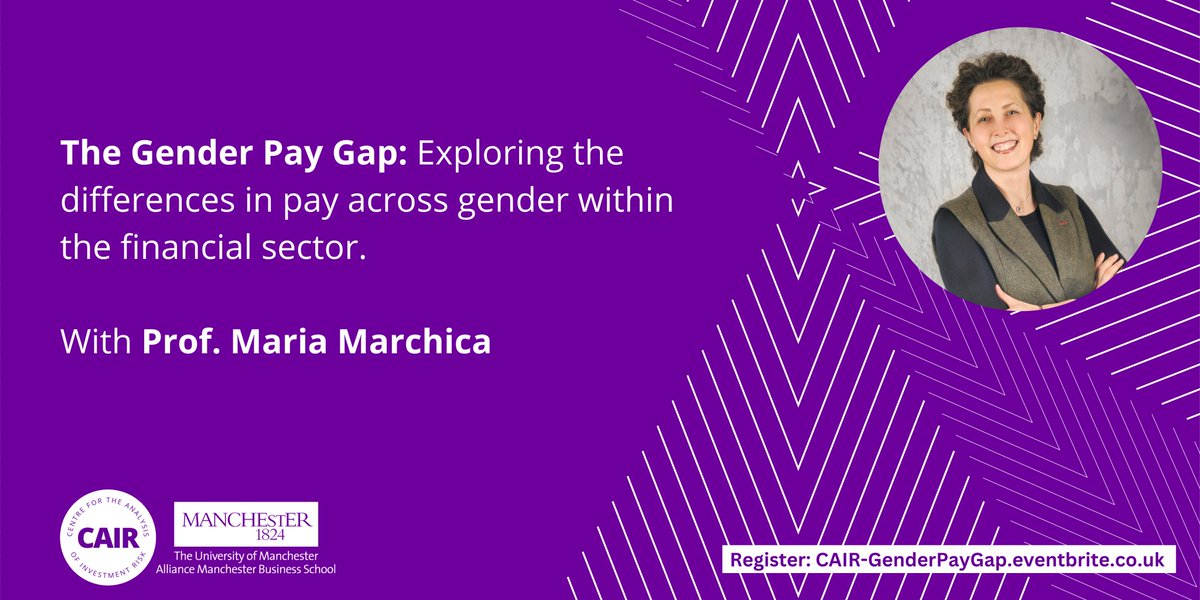 Learn about the gender pay gap in the financial sector! Prof Marchica discusses how male employees' pay is 1.7 times larger than female employees'. Join us Thur, April 18, 3:30 pm @AllianceMBS. 💼💰 #Finance #GenderPayGap. Register at CAIR-genderpaygap.eventbrite.co.uk. 📈