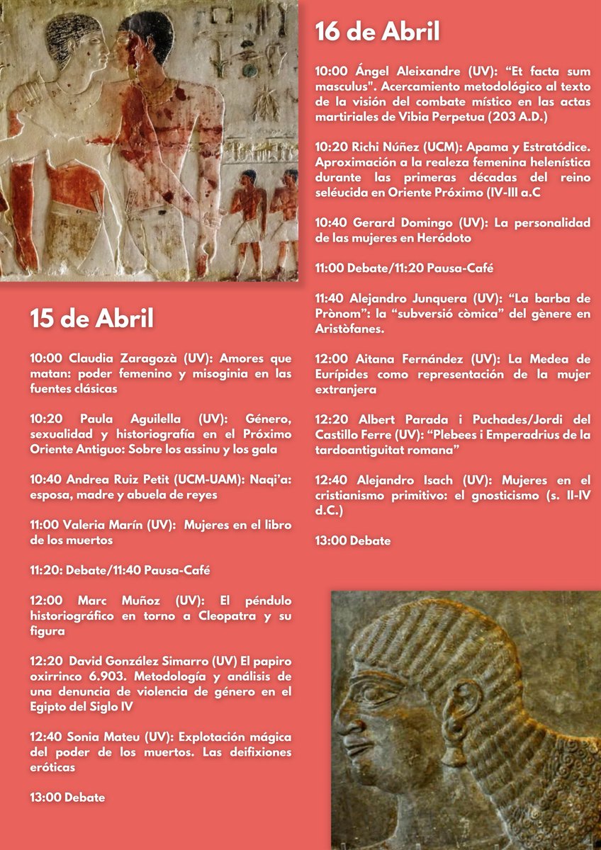 📢 ¡Presentamos los horarios para nuestro próximo Seminario-Curso de Especialización en Historia Antigua 2024!

🗓️ Fecha: Días 15 y 16 de abril
⏰ Horario: 10:00 - 13:00
📍 Lugar: Salón de Grados de la Facultat de Geografia i Història

¡Os esperamos!