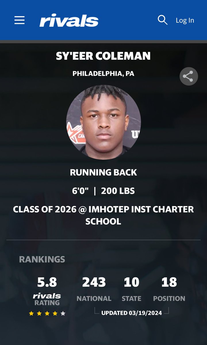 “Tep don’t rebuild we RELOAD…” #1 overall player in PA/WDE ‘25 #1 RB In PA ‘25 #1 CB In PA ‘25 #3 RB In PA ‘26 @Rivals @RivalsFriedman @cy_woodland @TepFootball @ZahirMathis5 @ColemanJabree @NsSaddi @SyeerC